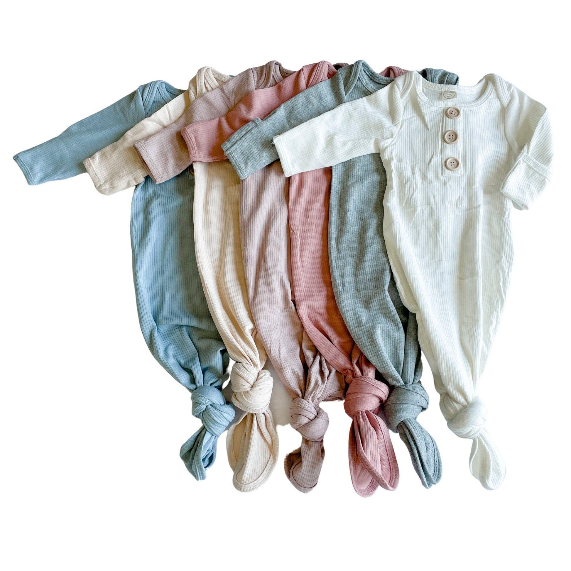 Ribbed Knotted Newborn Gown - more colors - Little Joy Co.