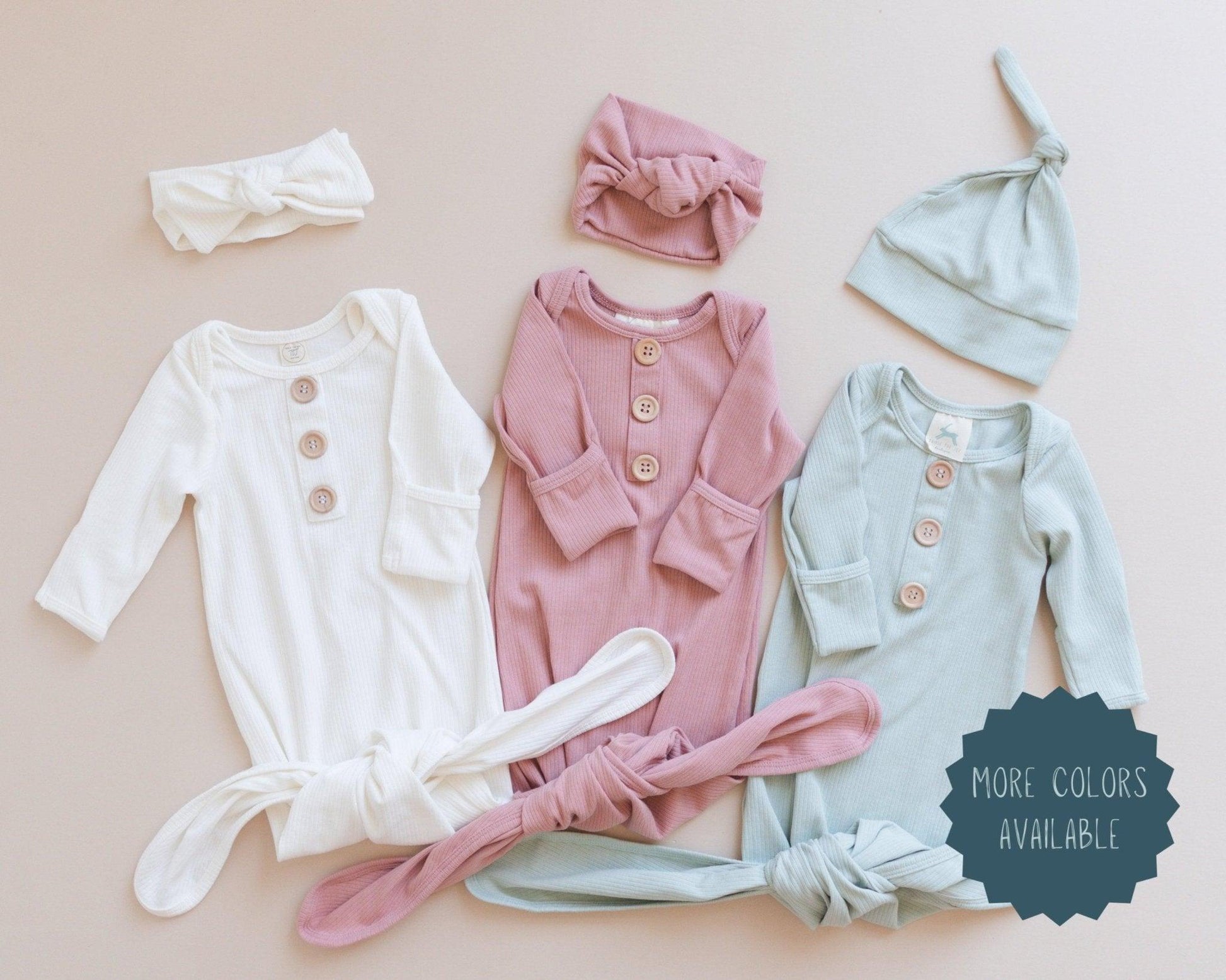 Ribbed Knotted Newborn Gown - more colors - Little Joy Co.