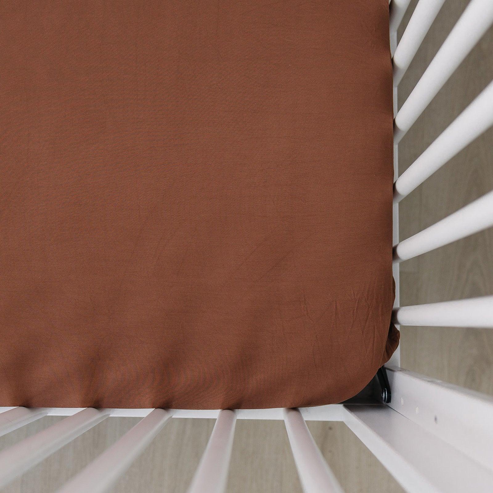 Rust Bamboo Stretch Crib Sheet - Little Joy Co.