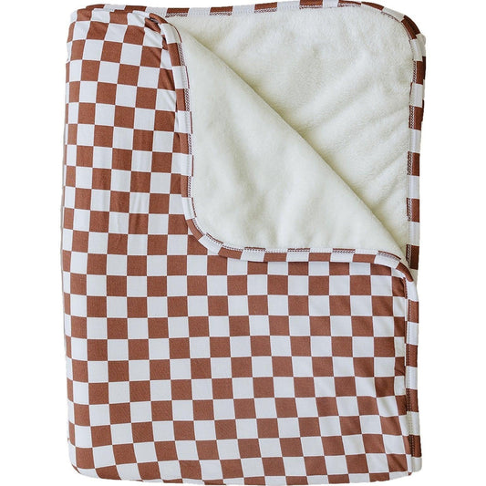 Rust Checkered Bamboo Fleece Quilt - Little Joy Co.