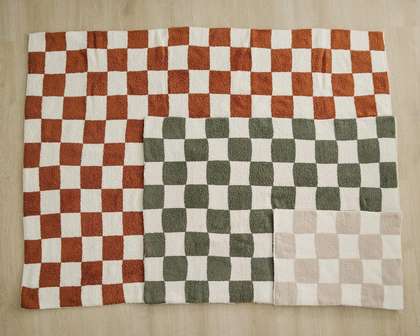 Rust Checkered Plush Blanket - Little Joy Co.