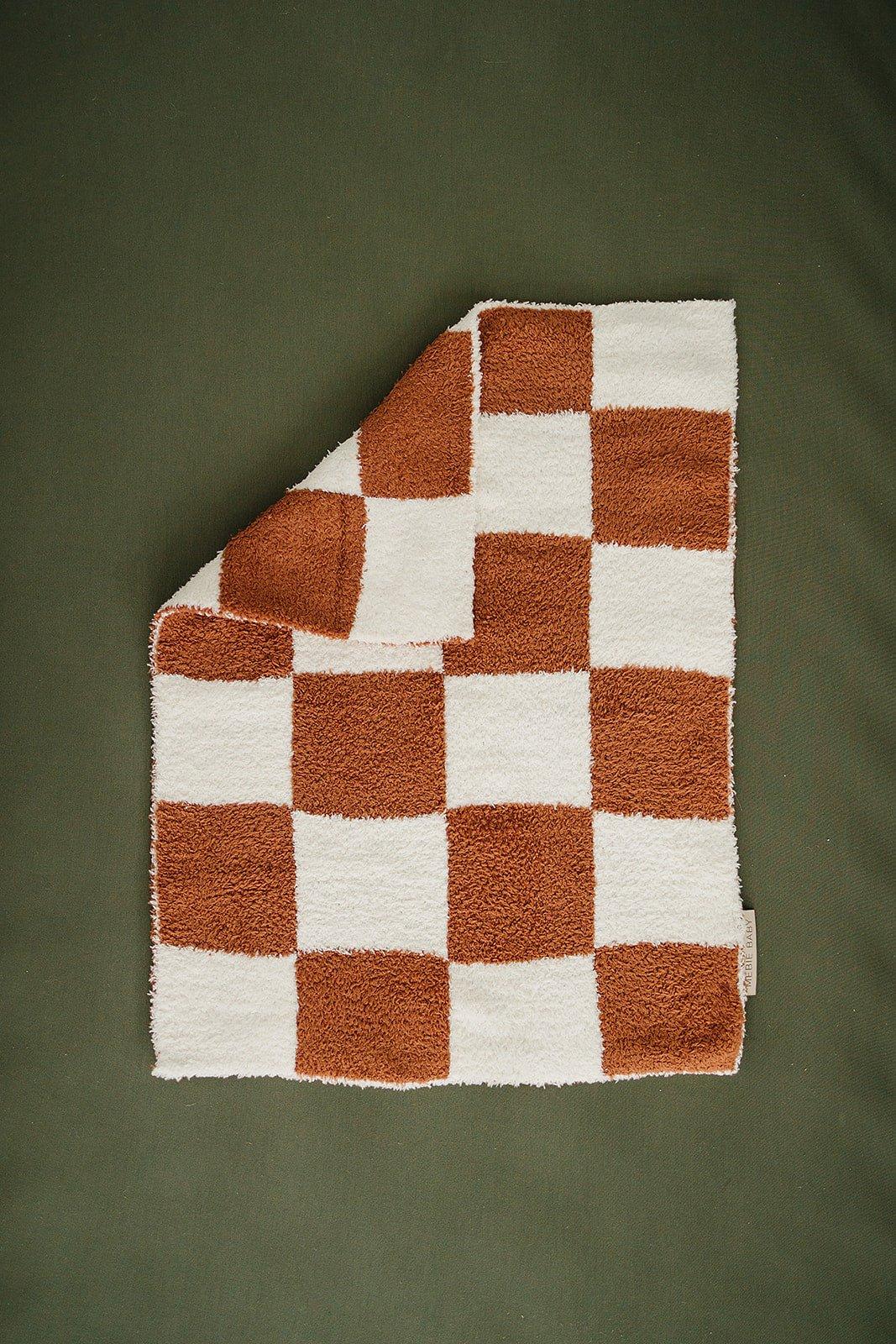 Rust Checkered Plush Blanket - Little Joy Co.