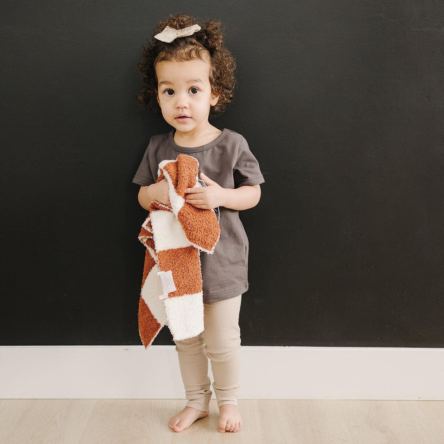 Rust Checkered Plush Blanket - Little Joy Co.