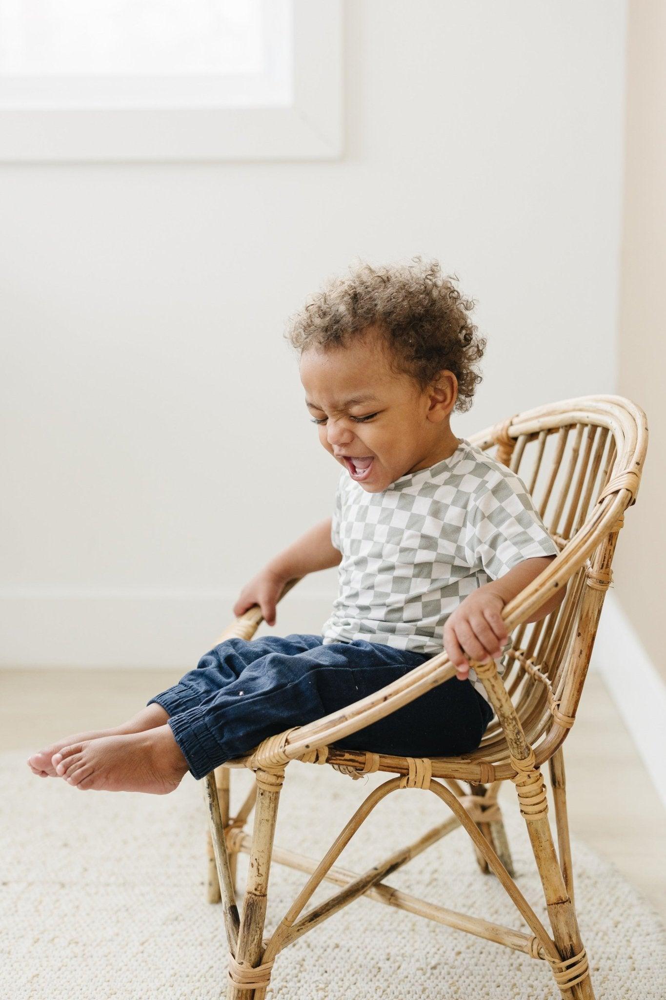 Sage Checkered Bamboo Tee - Little Joy Co.