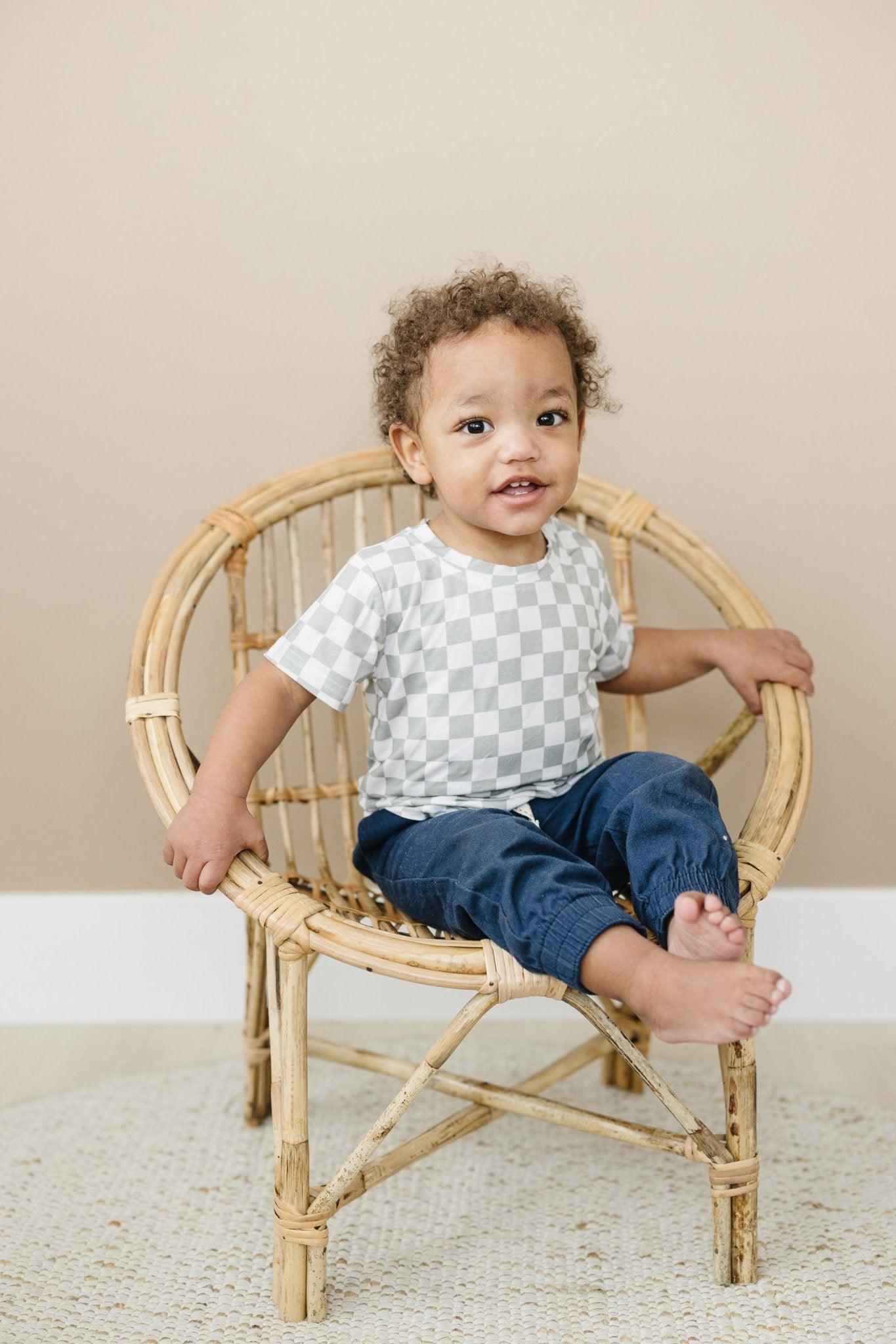 Sage Checkered Bamboo Tee - Little Joy Co.