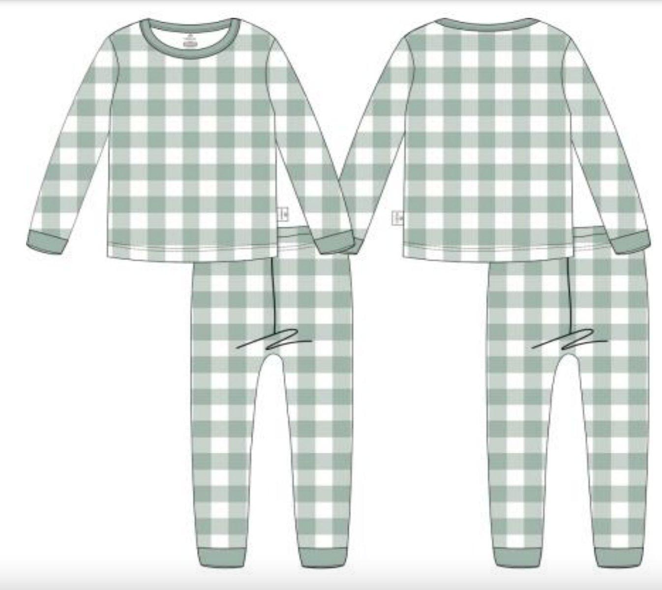 Sage Gingham 2pc Bamboo Pajama Set - Little Joy Co.