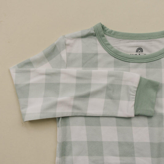 Sage Gingham 2pc Bamboo Pajama Set - Little Joy Co.