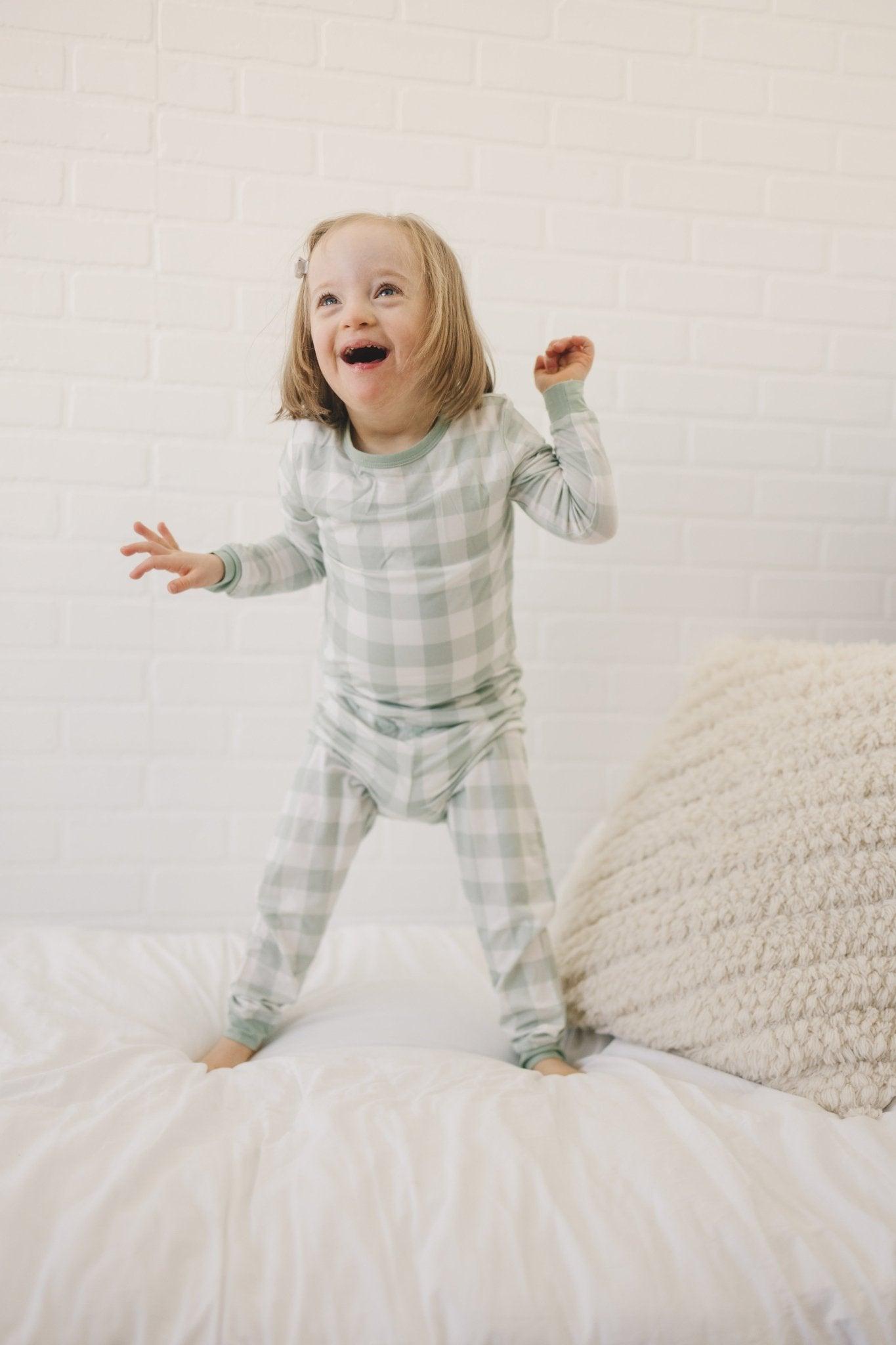 Sage Gingham 2pc Bamboo Pajama Set - Little Joy Co.