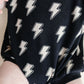 Short Sleeve Bubble Romper | Black Bolts