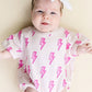 Short Sleeve Bubble Romper | Pink Bolts