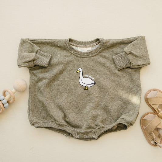 Silly Goose Sweatshirt Romper - more colors - Little Joy Co.