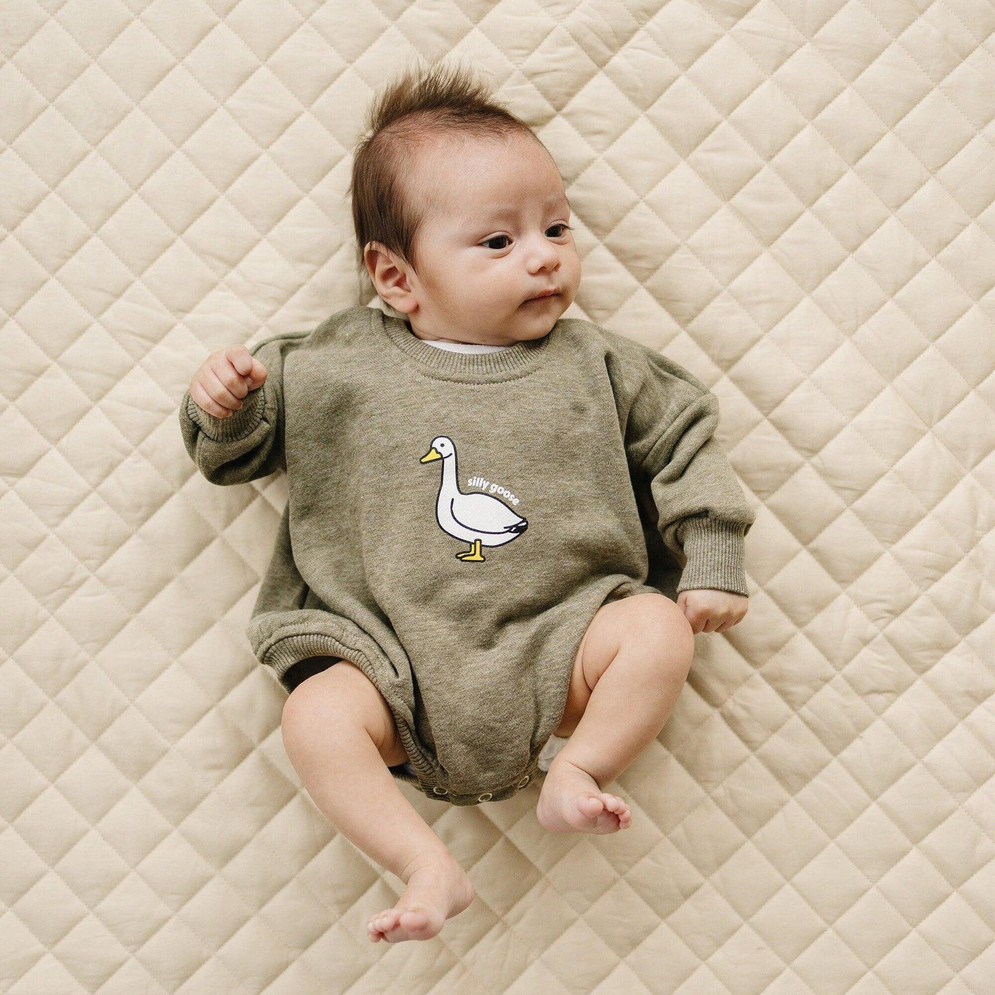 Silly Goose Sweatshirt Romper - more colors - Little Joy Co.