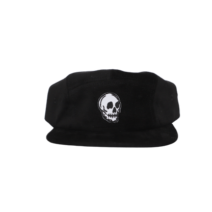 Skull Five-Panel Hat in Black Corduroy