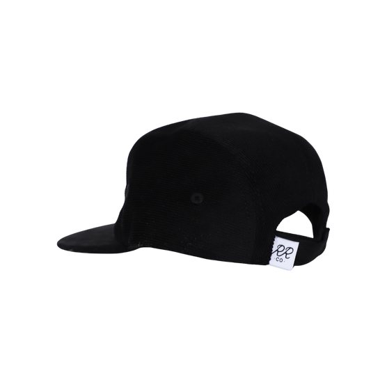 Skull Five-Panel Hat in Black Corduroy