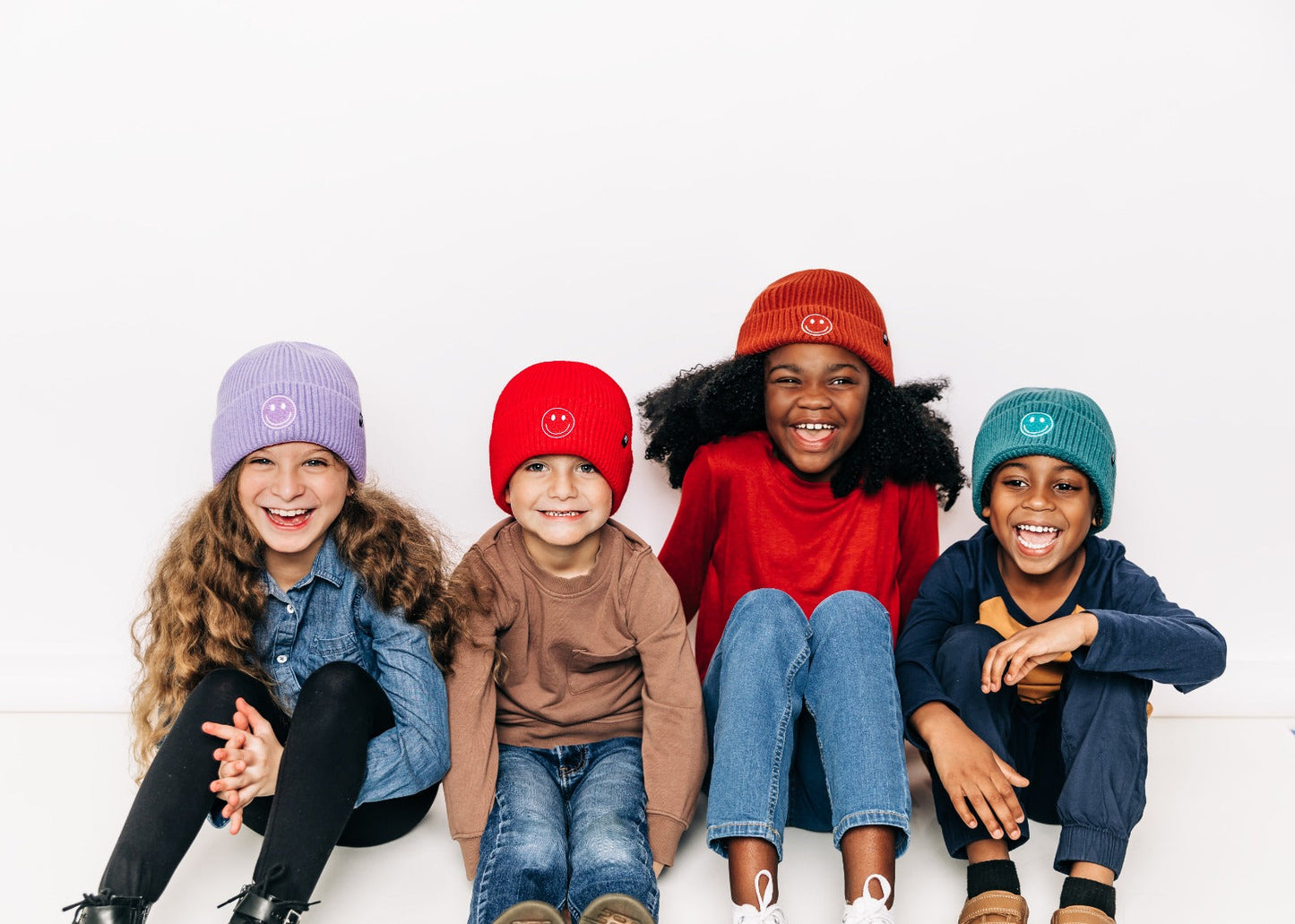 Stormy Blue Smiley Beanie