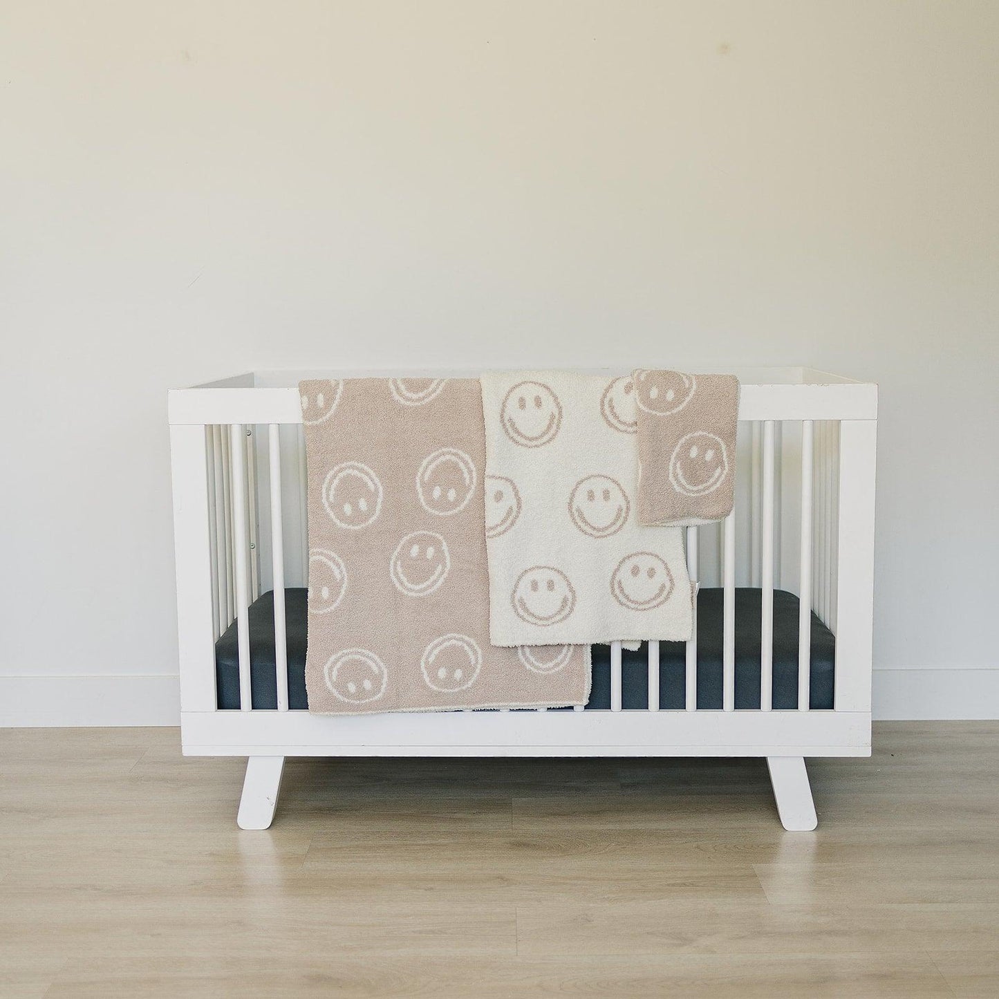 Smiley Taupe Plush Blanket - Little Joy Co.