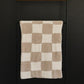 Taupe Checkered Plush Blanket - Little Joy Co.