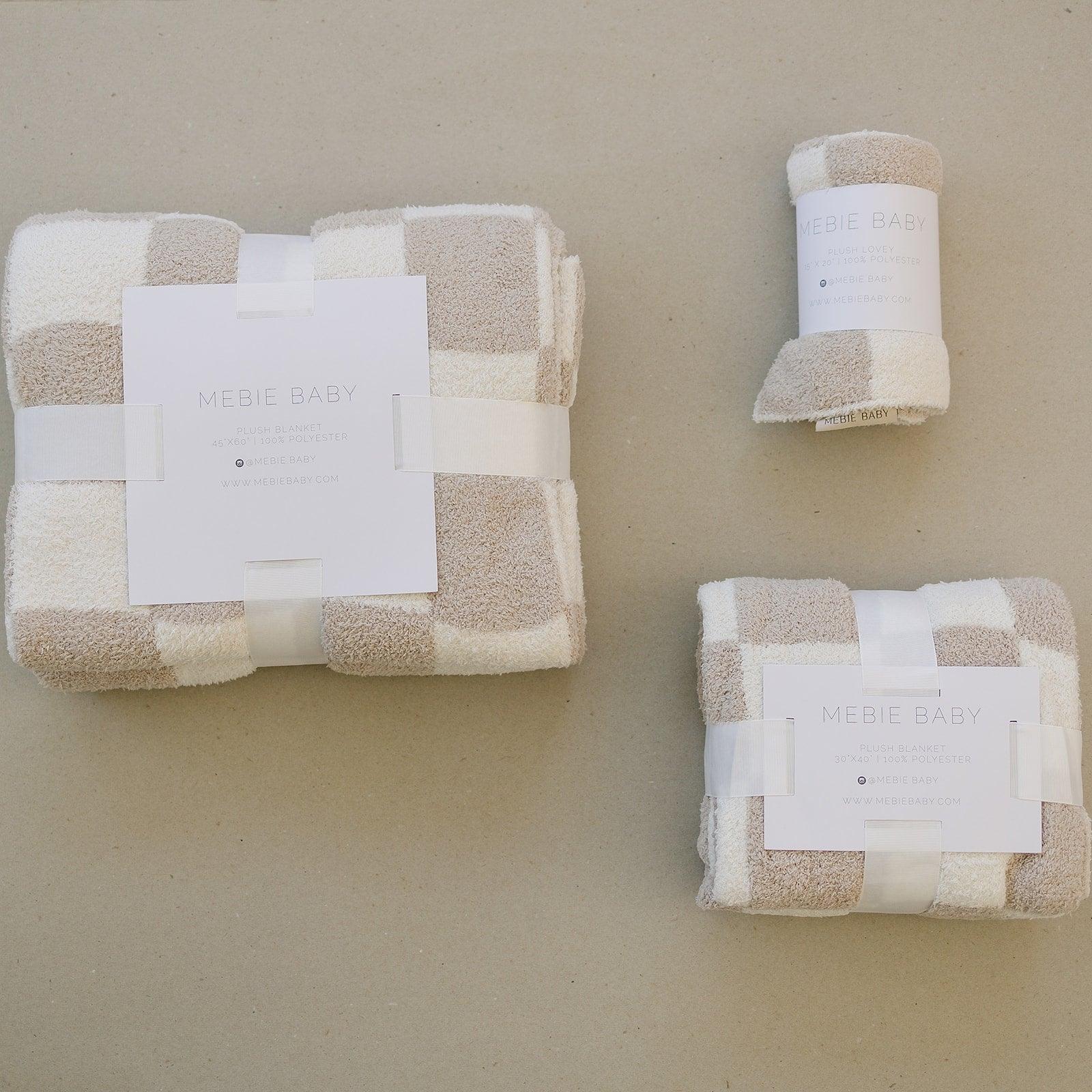 Taupe Checkered Plush Blanket - Little Joy Co.