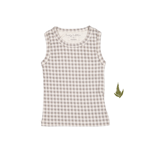 The Printed Tank - Taupe Gingham