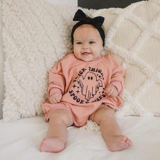 Thick Thighs Spooky Vibes Sweatshirt Romper - Little Joy Co.