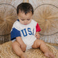 USA Colorblock T - Shirt Romper - Little Joy Co.
