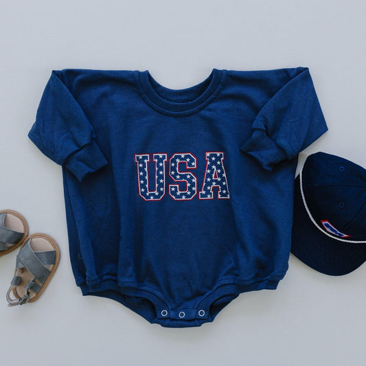 USA Sweatshirt Romper - Little Joy Co.