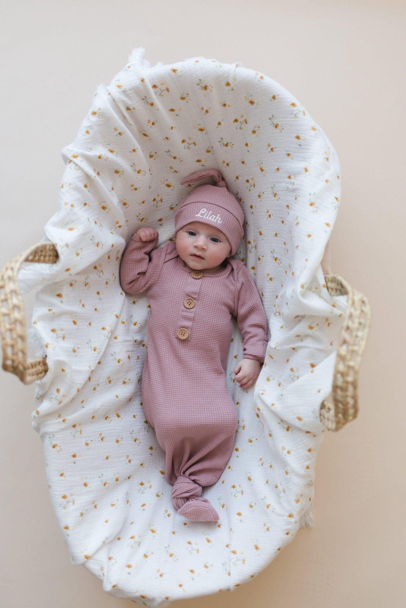 Waffle Knotted Baby Gown - more colors - Little Joy Co.