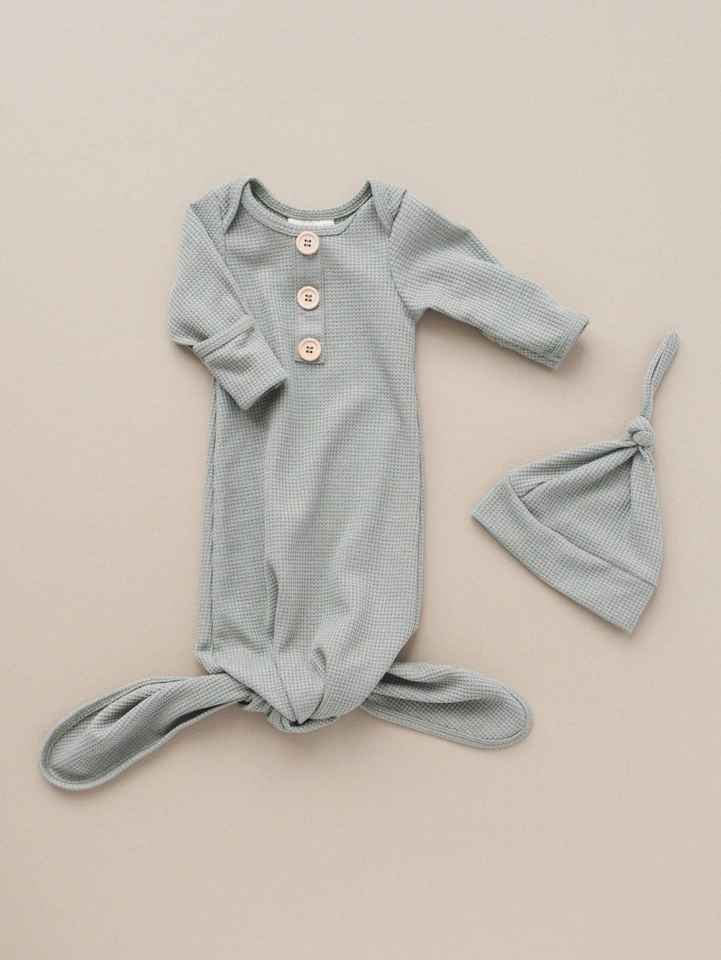 Waffle Knotted Baby Gown - more colors - Little Joy Co.