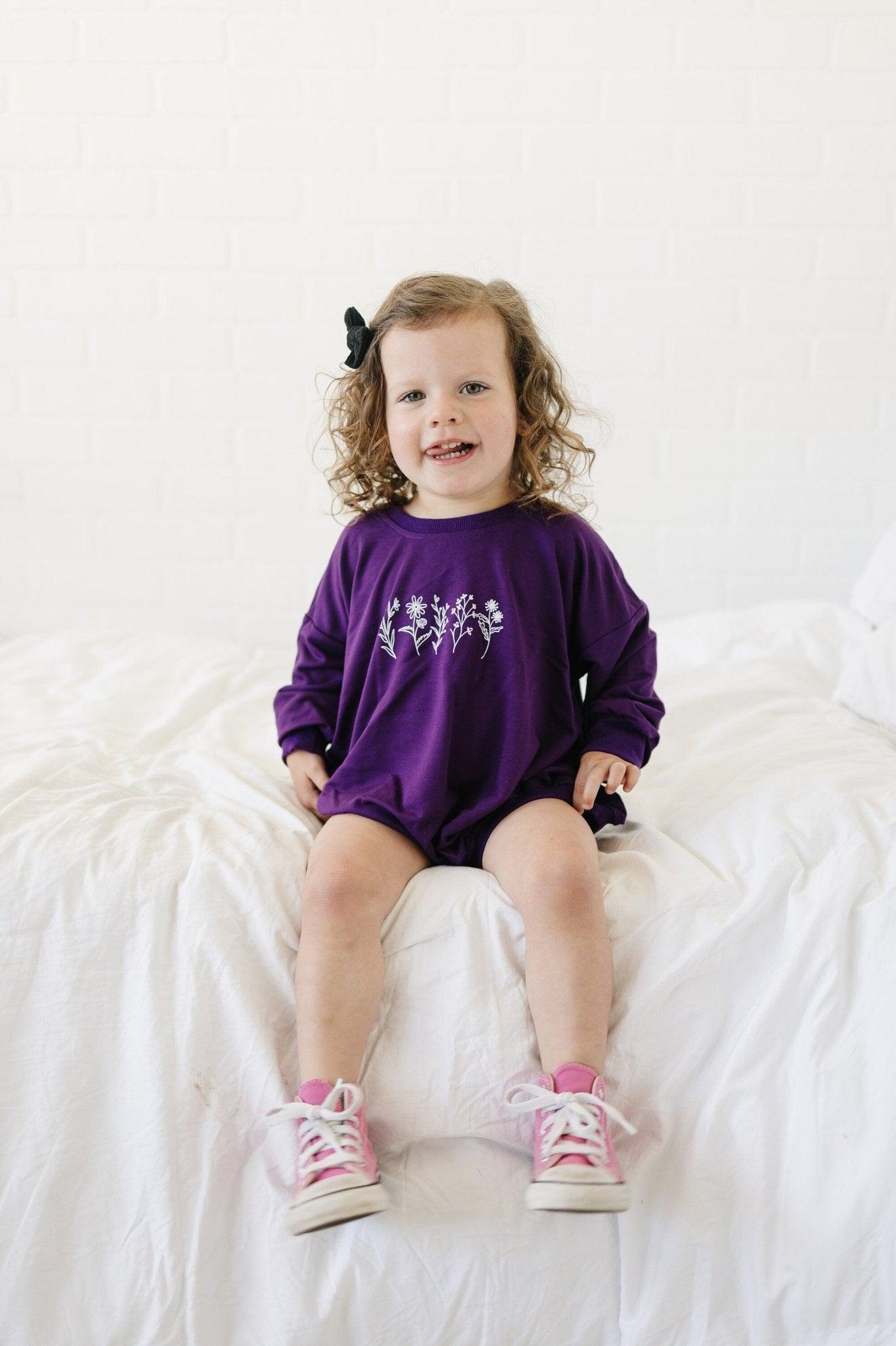 Wildflower Bamboo Sweatshirt Romper - Little Joy Co.