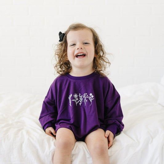 Wildflower Bamboo Sweatshirt Romper - Little Joy Co.