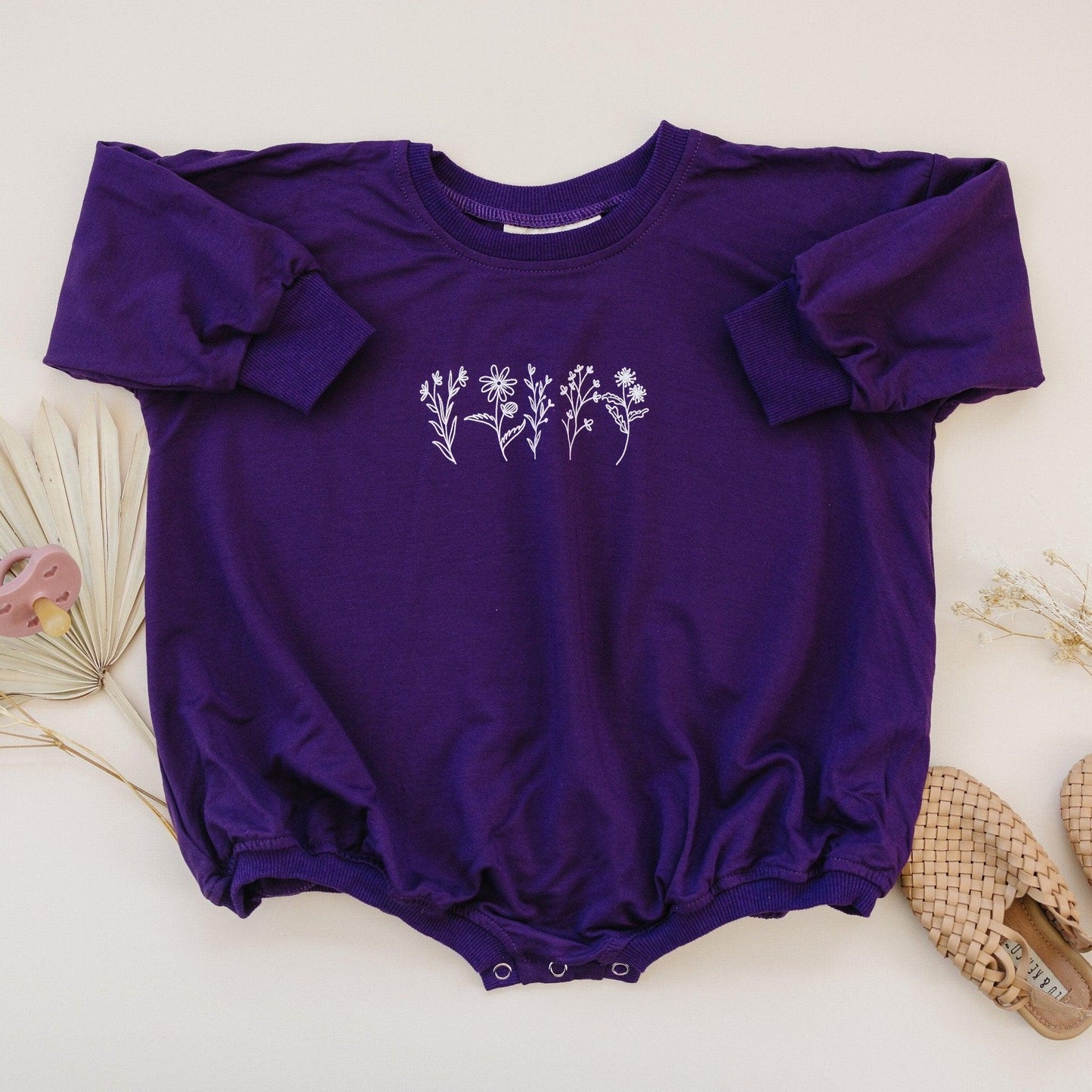 Wildflower Bamboo Sweatshirt Romper - Little Joy Co.