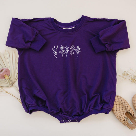 Wildflower Bamboo Sweatshirt Romper - Little Joy Co.