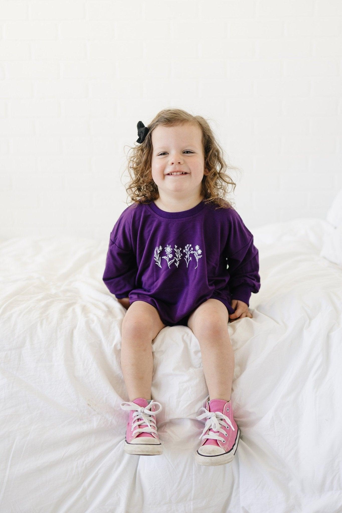 Wildflower Bamboo Sweatshirt Romper - Little Joy Co.