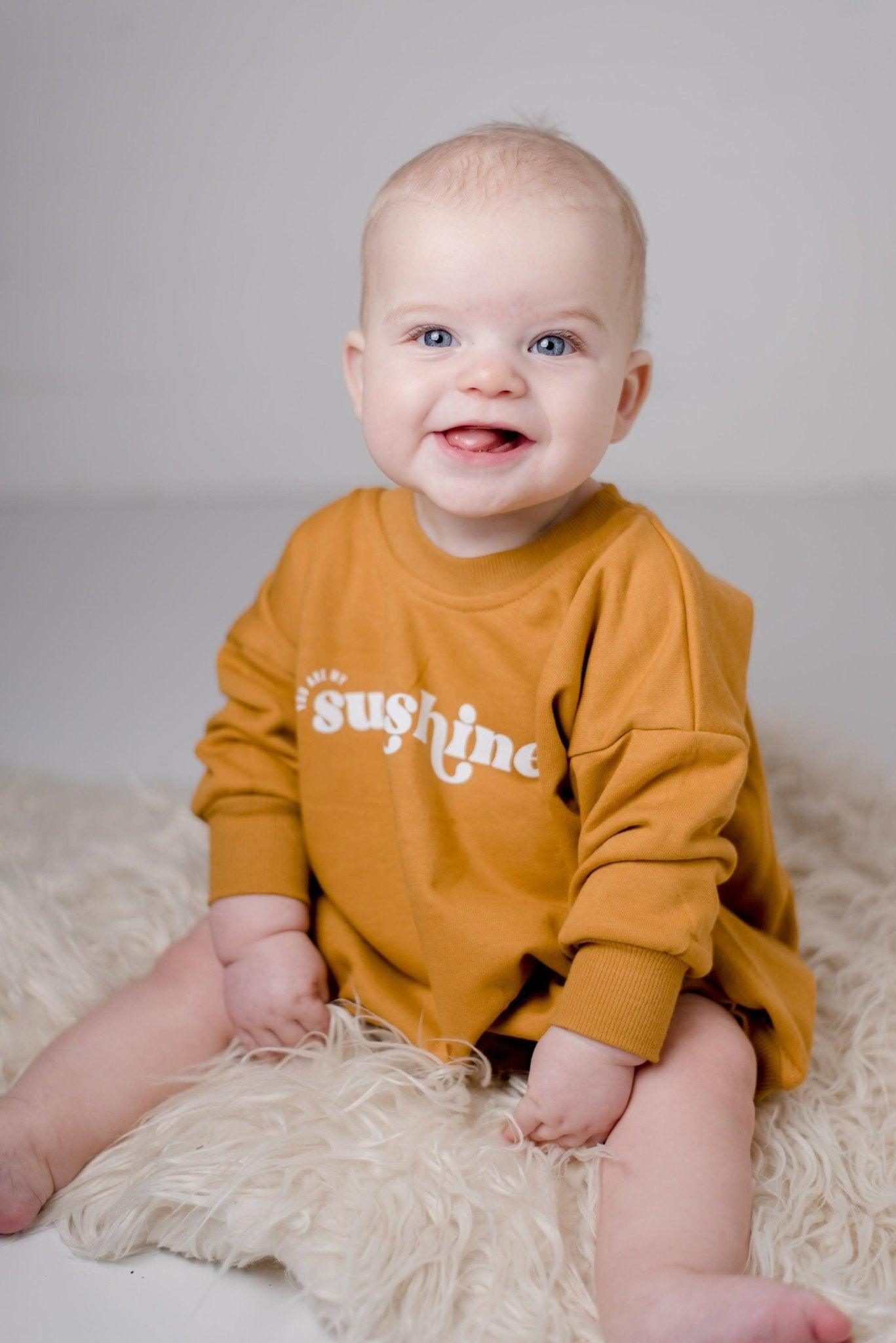 You Are My Sunshine Sweatshirt Romper - Little Joy Co.