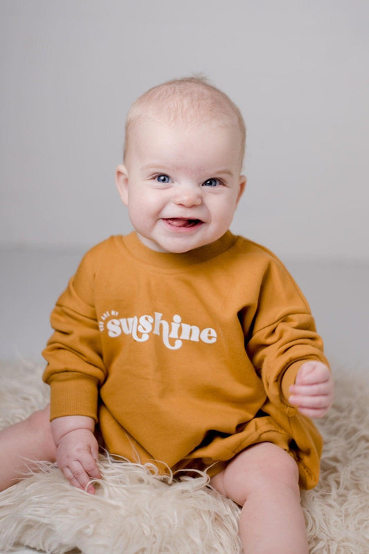 You Are My Sunshine Sweatshirt Romper - Little Joy Co.