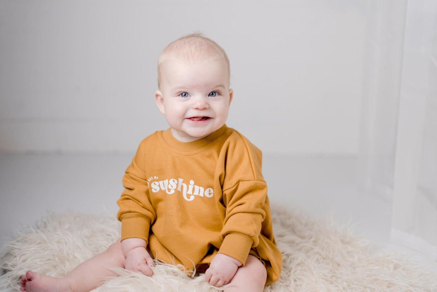 You Are My Sunshine Sweatshirt Romper - Little Joy Co.