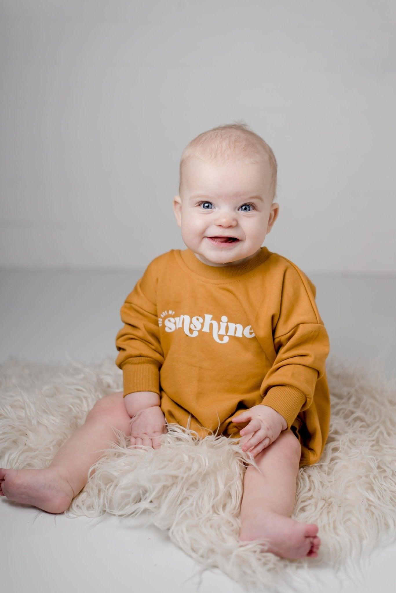 You Are My Sunshine Sweatshirt Romper - Little Joy Co.