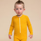 Boy's Zip Up Rashguard | Yellow Ribbed