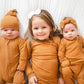 Zipper Romper - Caramel Ribbed