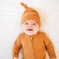 Zipper Romper - Caramel Ribbed