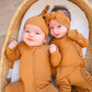 Zipper Romper - Caramel Ribbed