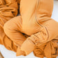 Zipper Romper - Caramel Ribbed