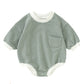 Striped Baby Oversized Sweatshirt Romper - Organic Cotton Sweatshirt Bubble Romper - Neutral Sweatshirt Romper
