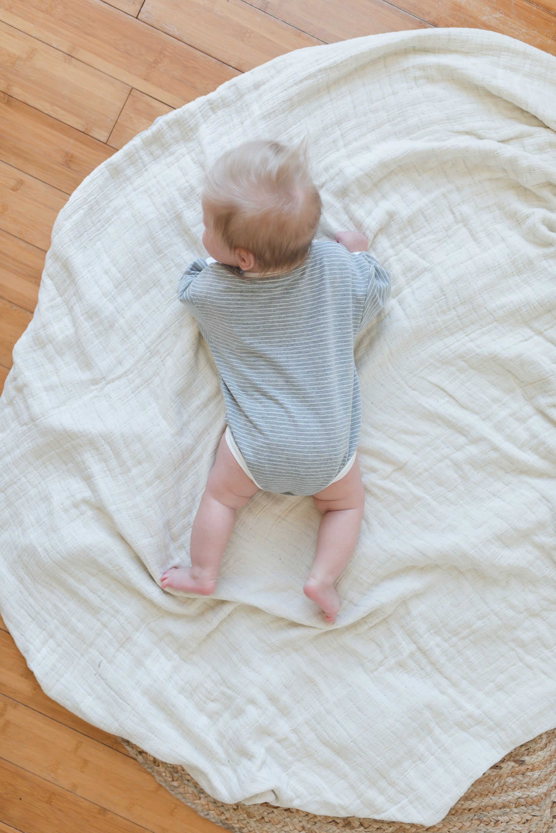 Striped Baby Oversized Sweatshirt Romper - Organic Cotton Sweatshirt Bubble Romper - Neutral Sweatshirt Romper