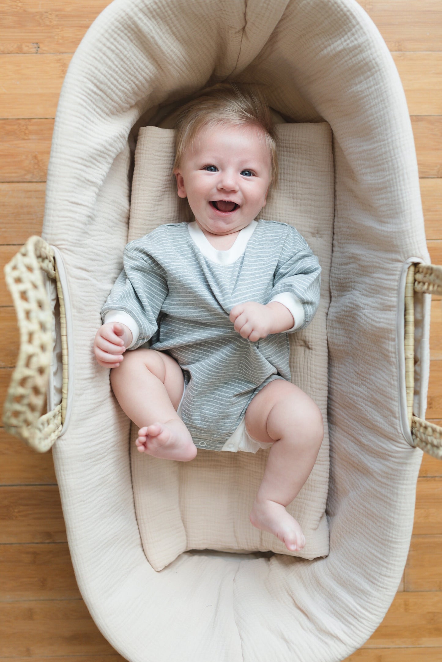 Striped Baby Oversized Sweatshirt Romper - Organic Cotton Sweatshirt Bubble Romper - Neutral Sweatshirt Romper