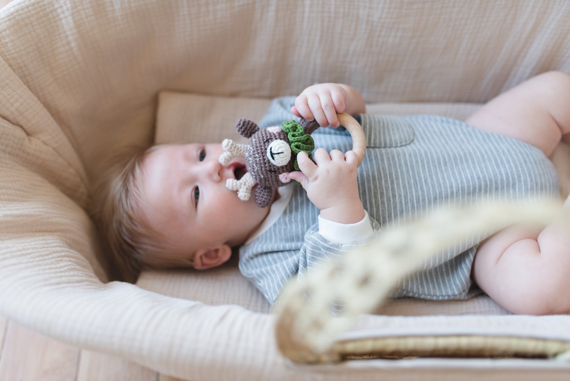 Striped Baby Oversized Sweatshirt Romper - Organic Cotton Sweatshirt Bubble Romper - Neutral Sweatshirt Romper