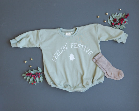 Feelin' Festive Christmas Oversized Sweatshirt Romper