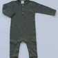 Organic Cotton Baby Romper - Long-Sleeved Henley Romper - Baby Boy Clothes - Neutral Baby Outfit - Winter Baby Clothes - Fall Baby Outfit