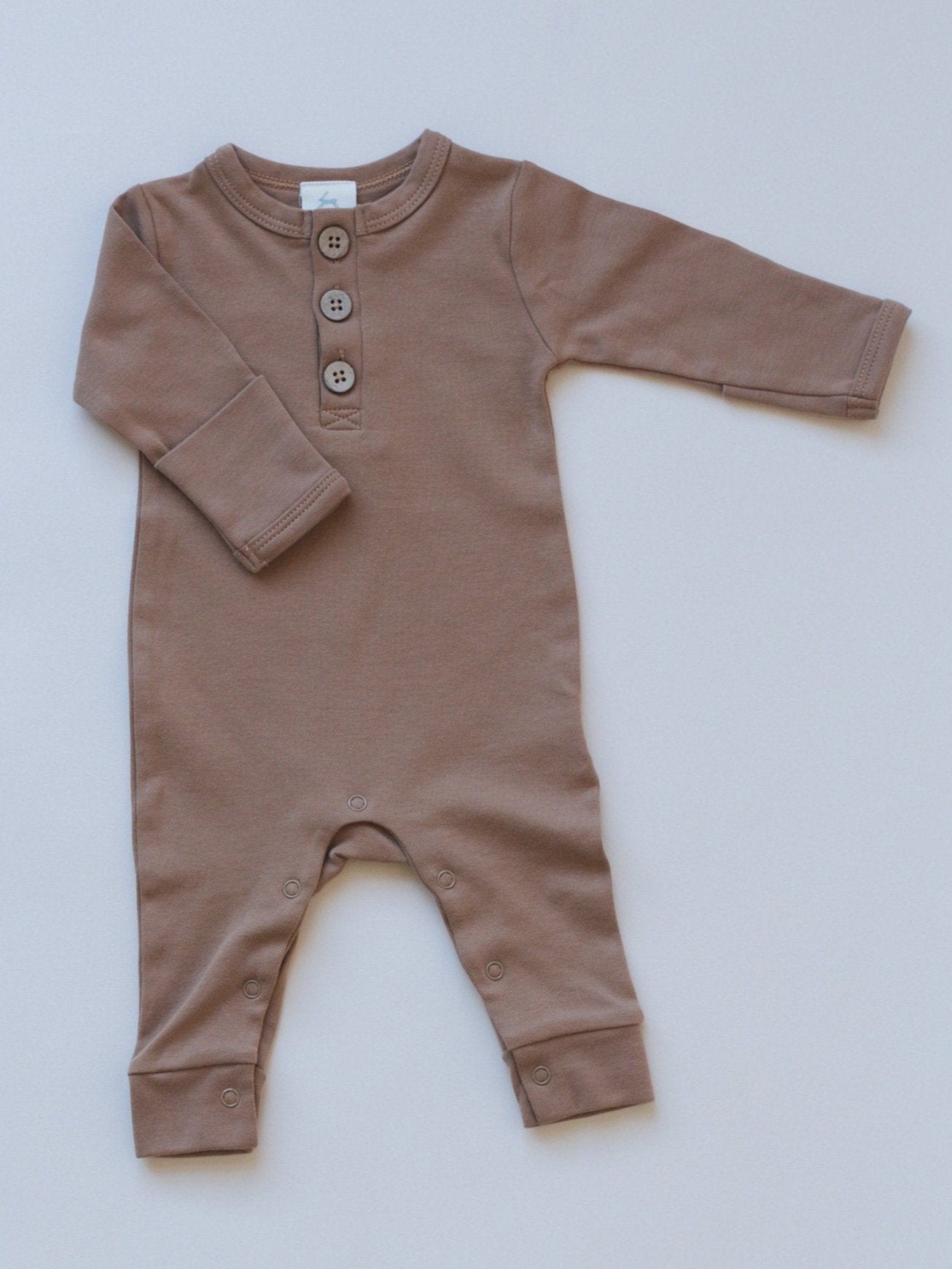 Organic Cotton Baby Romper - Long-Sleeved Henley Romper - Baby Boy Clothes - Neutral Baby Outfit - Winter Baby Clothes - Fall Baby Outfit