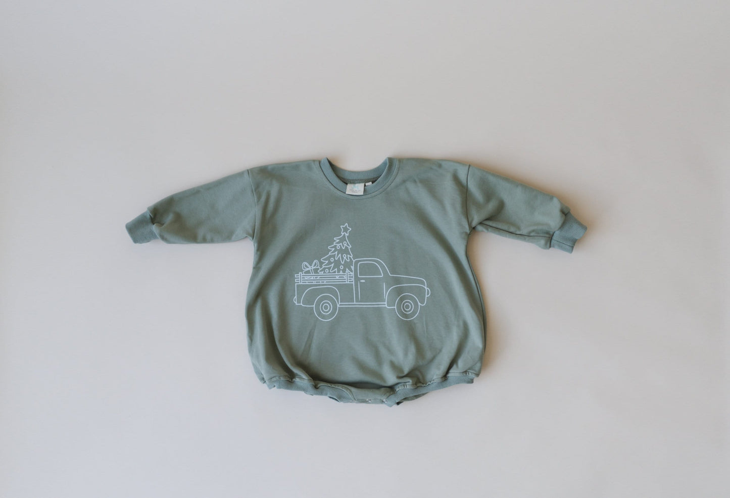 Christmas Tree Truck Oversized Sweatshirt Romper